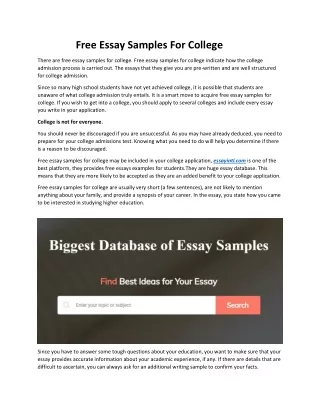 Free Essay Samples for College