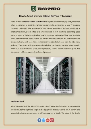 How to Select a Server Cabinet for Your IT Company