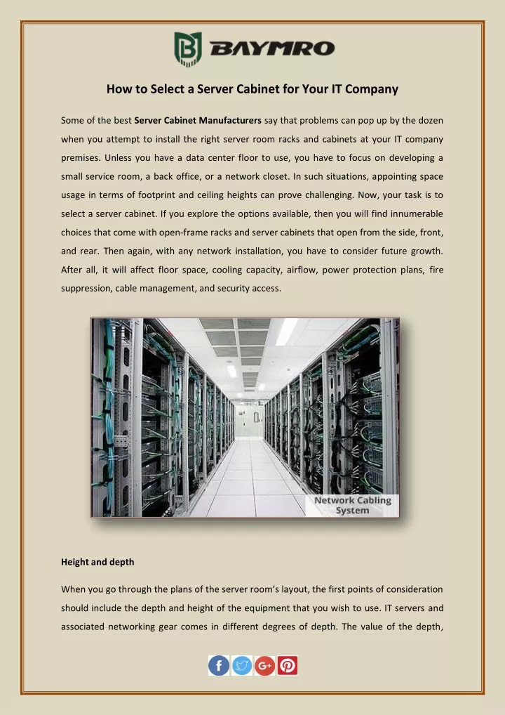 how to select a server cabinet for your it company