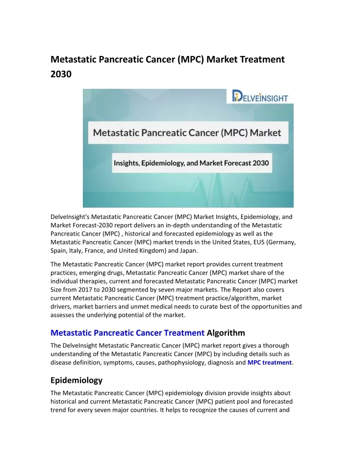 metastatic pancreatic cancer mpc market treatment