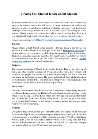 4 facts you should know about manali