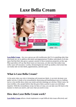 Luxe Bella Cream: Reviews, Price, Side Effects and Where to Buy