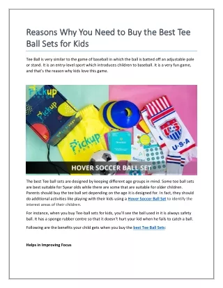 Reasons Why You Need to Buy the Best Tee Ball Sets for Kids