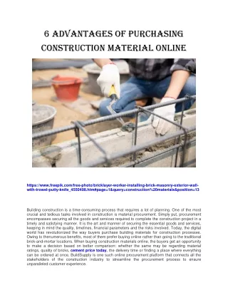 6 ADVANTAGES OF PURCHASING CONSTRUCTION MATERIAL ONLINE