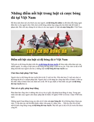 Nhung điem noi bat trong luat ca cuoc bong đa tại Viet Nam