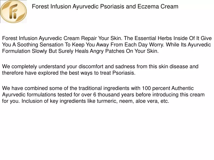 forest infusion ayurvedic psoriasis and eczema cream