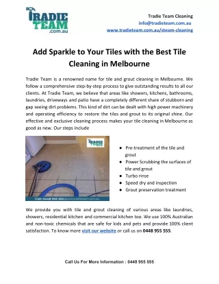 Add Sparkle to Your Tiles with the best tile cleaning in Melbourne