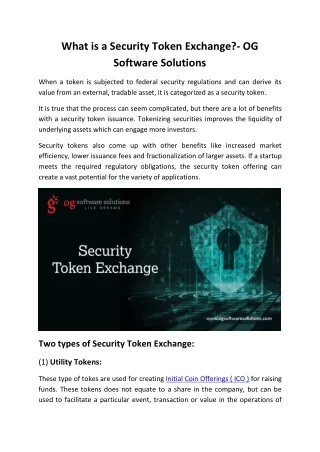 what is a security token exchange og software