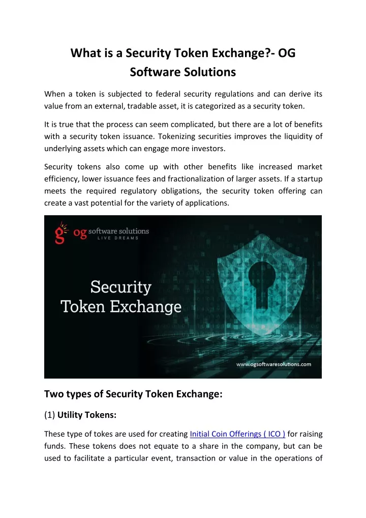 what is a security token exchange og software