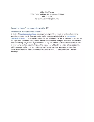 us tax relief agency