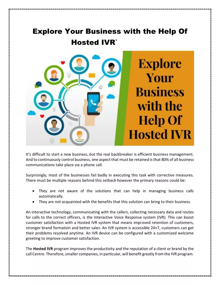 explore your business with the help of hosted ivr