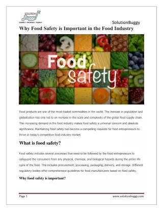 Why Food Safety is Important in the Food Industry