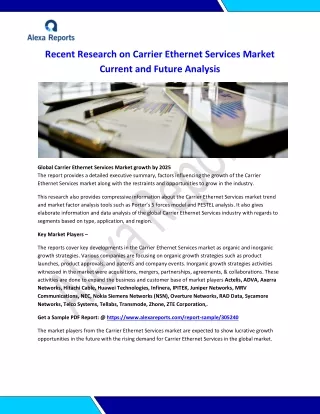 Recent Research on Carrier Ethernet Services Market Current and Future Analysis
