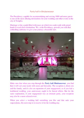 Party hall in Bhubaneswar