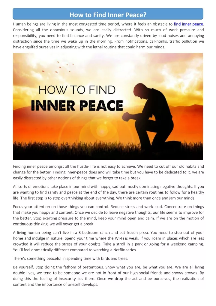 how to find inner peace