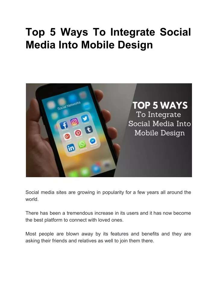 top 5 ways to integrate social media into mobile