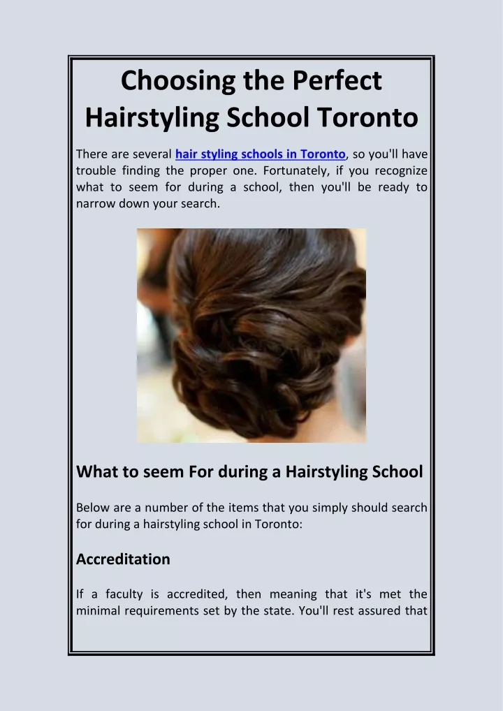 choosing the perfect hairstyling school toronto