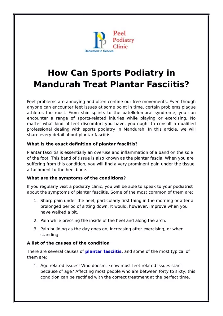 how can sports podiatry in mandurah treat plantar