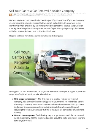 Sell Your Car to a Car Removal Adelaide Company