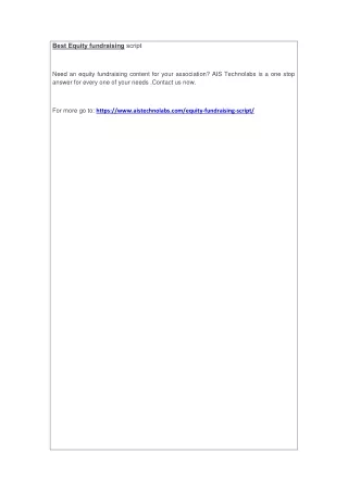 best equity fundraising script