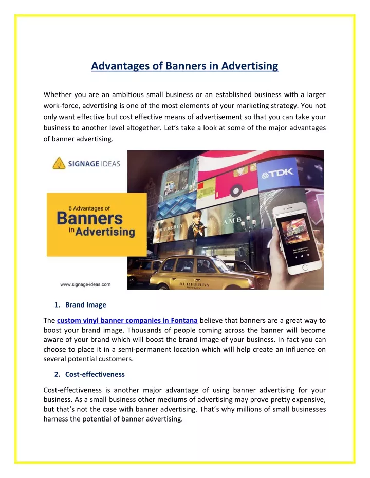 advantages of banners in advertising