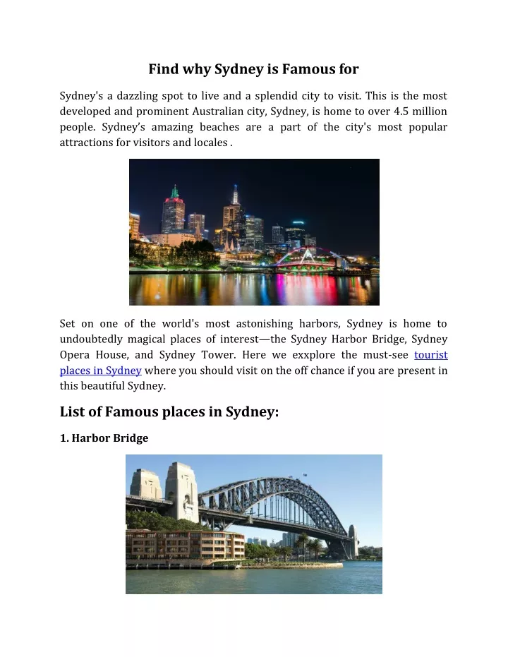 find why sydney is famous for