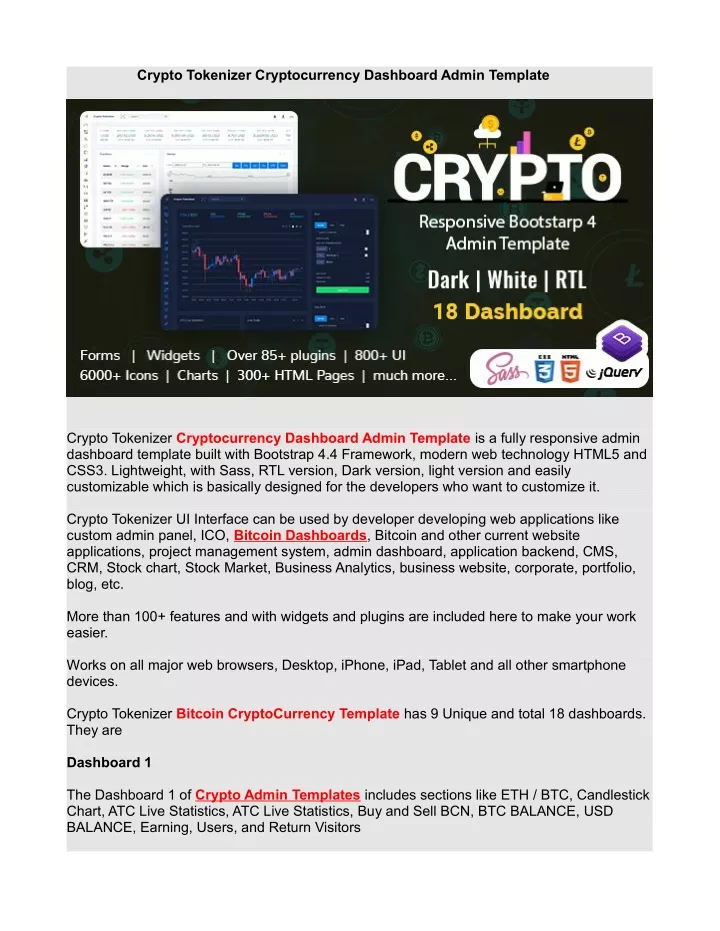 crypto tokenizer cryptocurrency dashboard admin