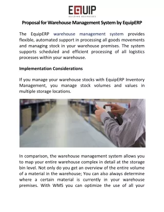 Proposal for Warehouse Management System by EquipERP