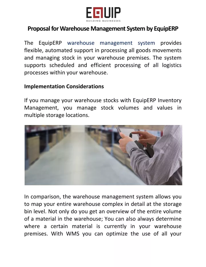 proposal for warehouse management system