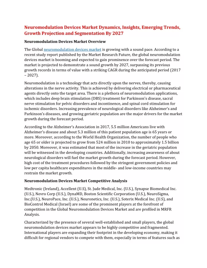 neuromodulation devices market dynamics insights