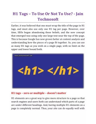 h1 tags to use or not to use jain technosoft