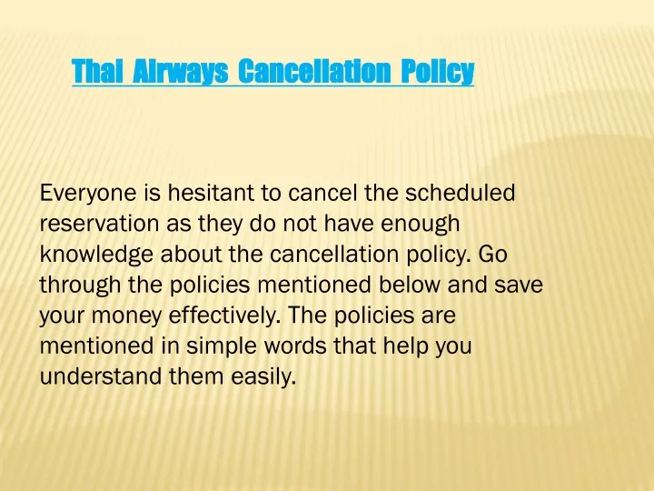 thai airways cancellation policy