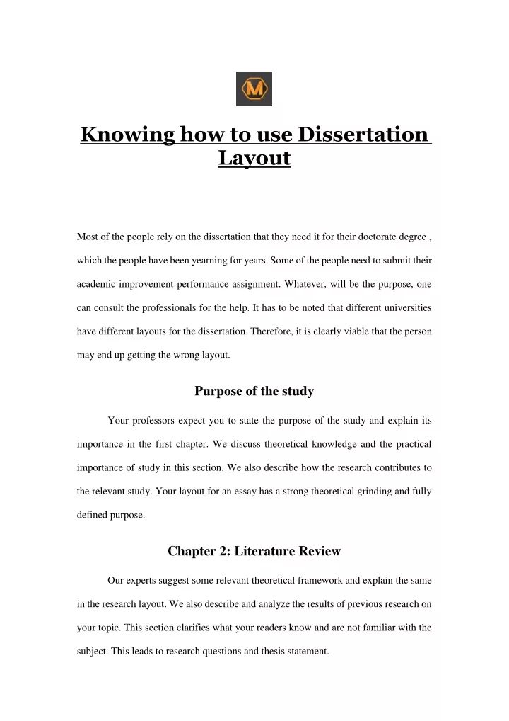 knowing how to use dissertation layout
