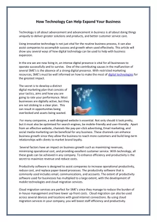 how technology can help expand your business