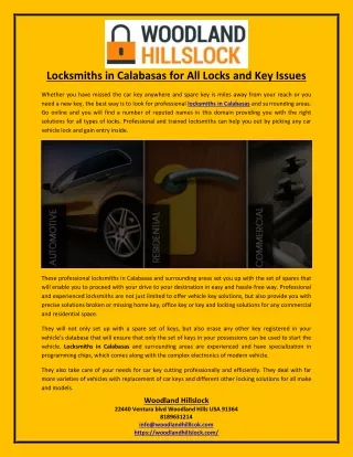 locksmiths in calabasas for all locks