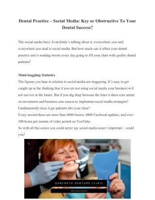 Dental Practice – Social Media: Key or Obstructive To Your Dental Success?