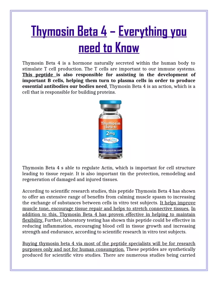 thymosin beta 4 everything you need to know