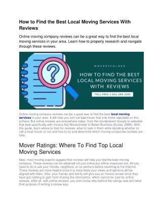 how to find the best local moving services with