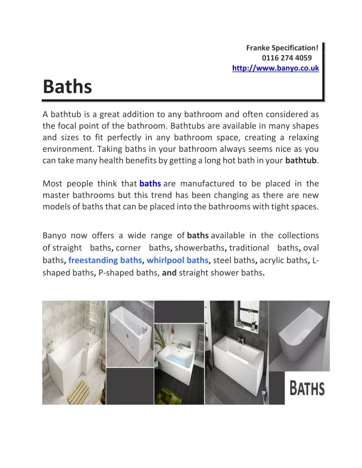 franke specification http www banyo co uk baths