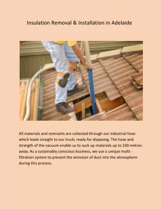insulation removal installation in adelaide