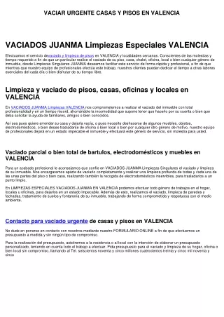 VACIAR URGENTE CASAS Y PISOS EN VALENCIA