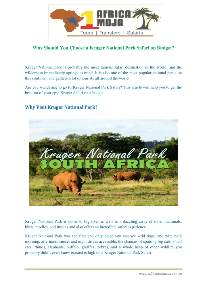 why should you choose a kruger national park