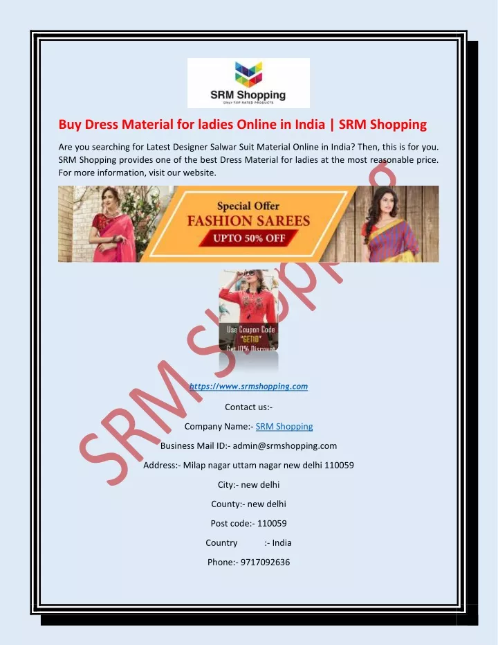 buy dress material for ladies online in india