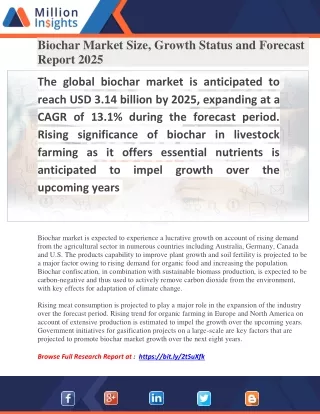 biochar market size growth status and forecast