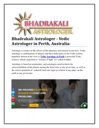 Bhadrakali Astrologer - Vedic Astrologer in Perth, Australia: