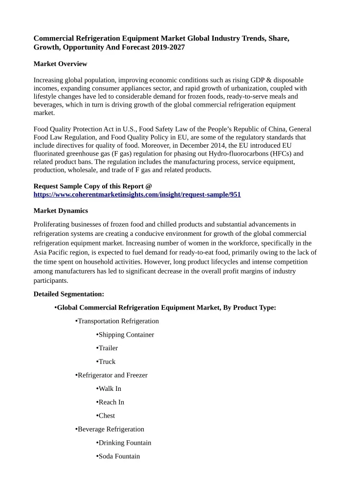 commercial refrigeration equipment market global