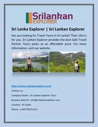 Sri Lanka Explorer | Sri Lankan Explorer