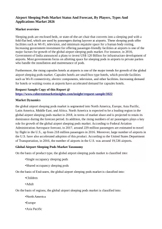 airport sleeping pods market status and forecast