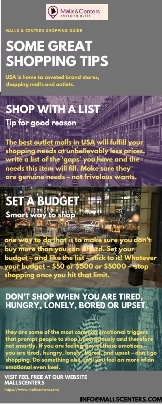 Some great shopping tips and Get The Best Prices And Discounted Goods At The Biggest Shopping Centers In The United Stat