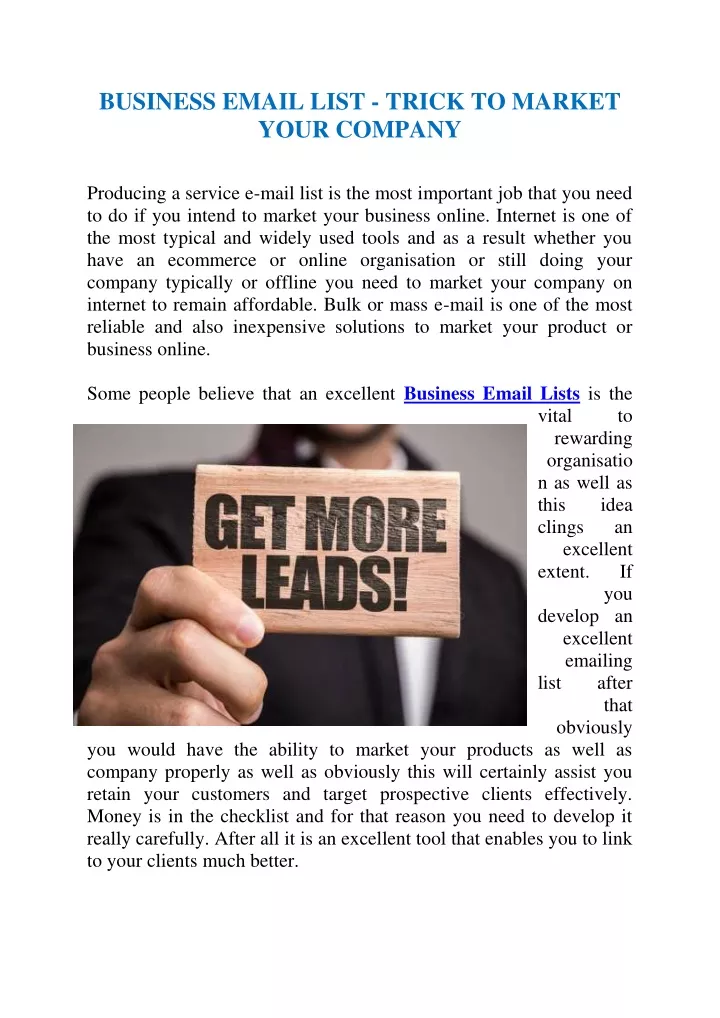 business email list trick to market your company